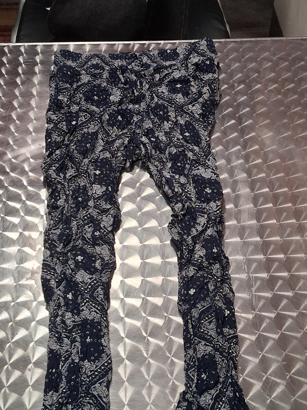 iris Navy Blue Paisley Print Women's Pants